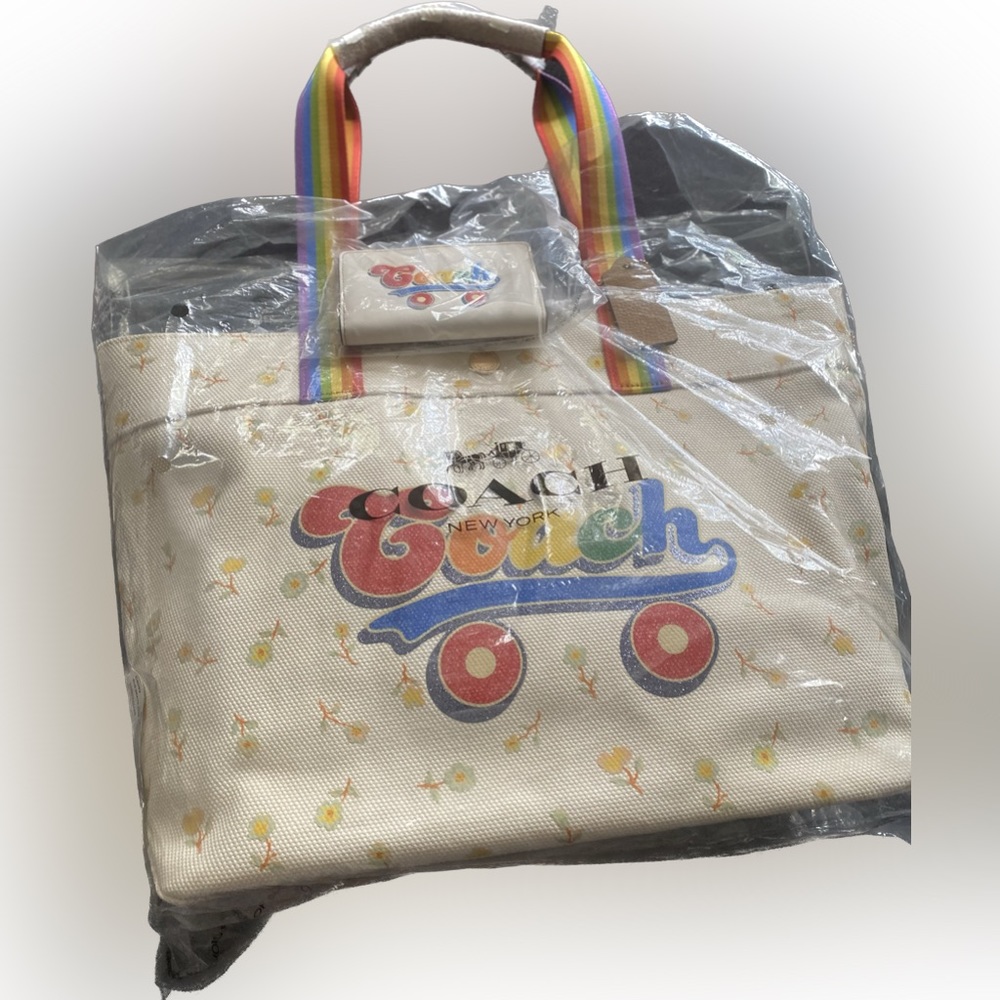 Brand New Multi Color Coach Bag includes matching wallet!